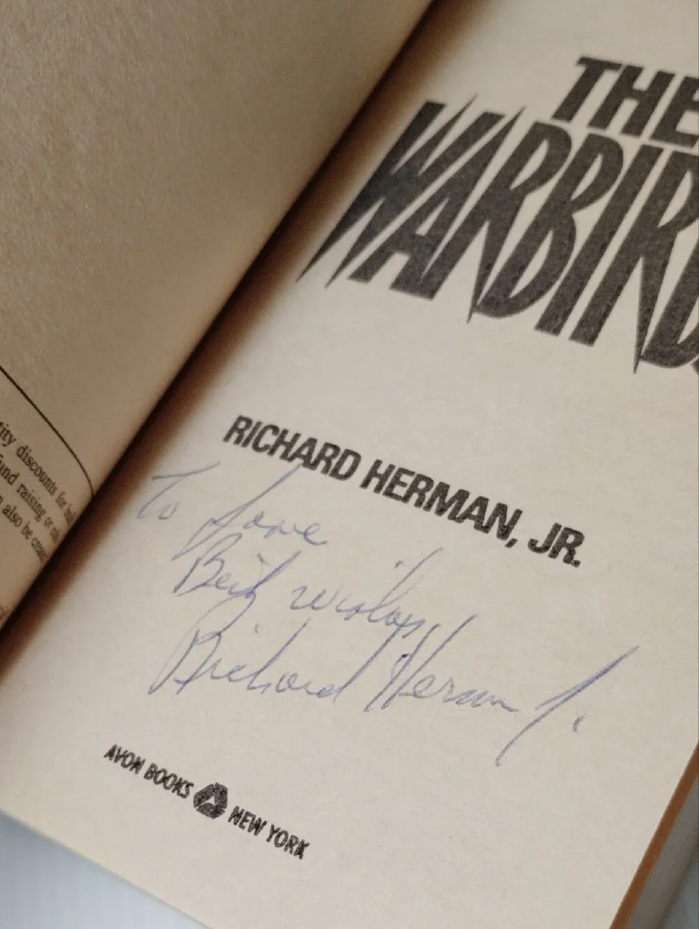 8 For $8 The Warbirds By Richard Herman,Jr *First Avon Printing* *SIGNED*
